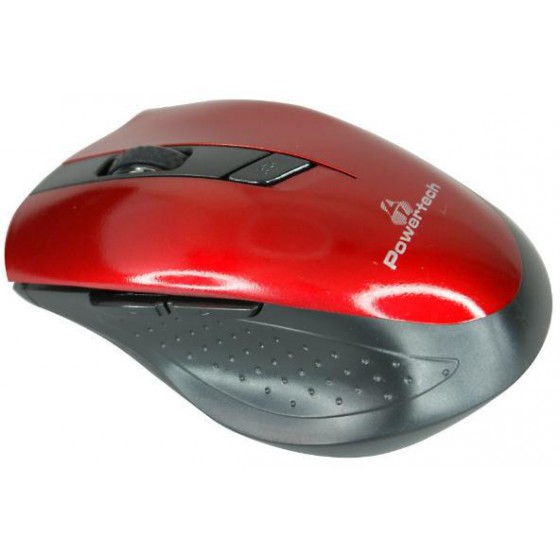 POWERTECH WIRELESS MOUSE, ������, 1600 DPI, ������ �������, RED-BLACK - (PT-296)