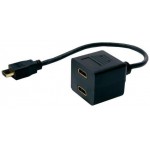 POWERTECH HDMI SPLITTER 19PIN MALE / 2X FEMALE GOLD - COOPER - (CAB-H053)