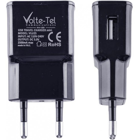 USB TRAVEL CHARGER MINI VOLTE-TEL VLU25 2500MA BLACK
