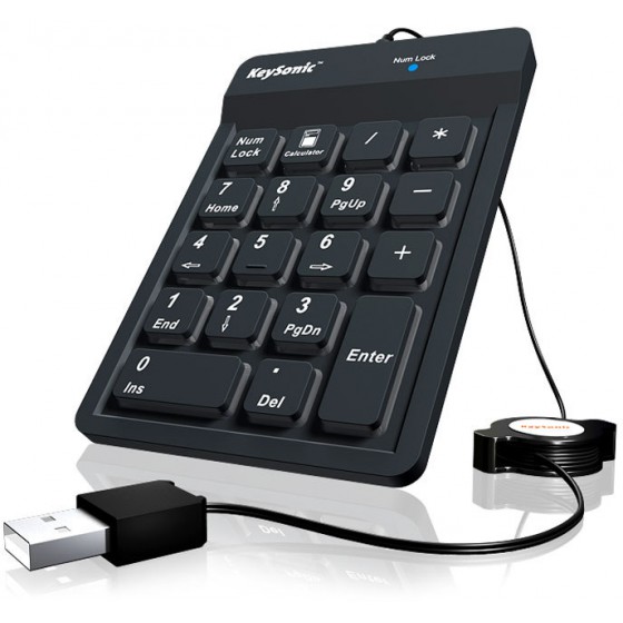 KEYSONIC ACK-118BK NUMERIC KEYPAD SILICONE BLACK USB