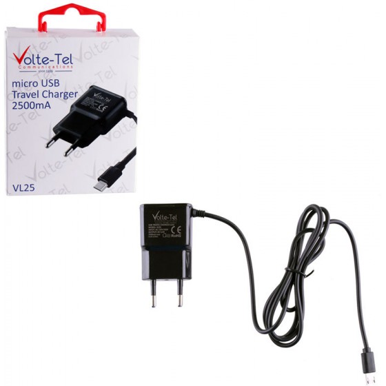 MICRO USB TRAVEL VOLTE-TEL VL25 2500MA 1.2M BLACK