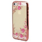 ���� TPU INOS APPLE IPHONE 5/5S/SE ELECTROPLATE FLOWERS ULTRA SLIM 0.3MM ���-�����