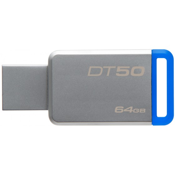 KINGSTON FLASH DISK DT50/64GB METAL/BLUE USB 3.1