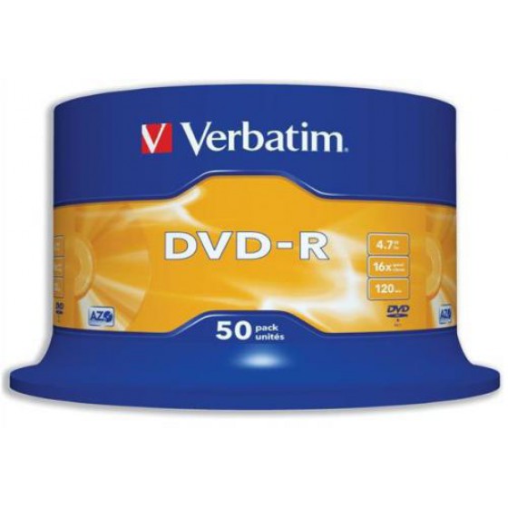 VERBATIM DVD-R 16X 120/4.7GB SPINDLE 43548
