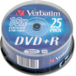 VERBATIM DVD+R 16X SPINDLE 25T - (43500)