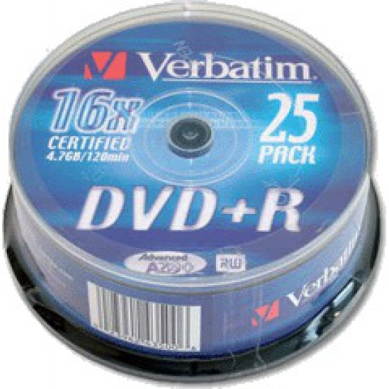 VERBATIM DVD+R 16X SPINDLE 25T - (43500)