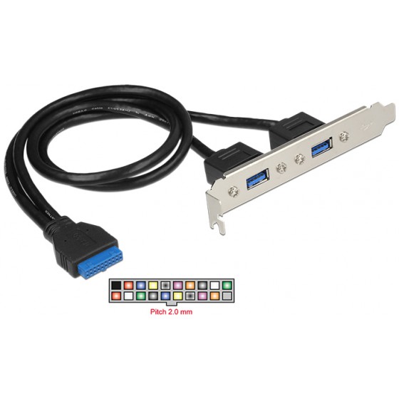 DELOCK CABLE USB 3.0 2X TYPE-A FEMALE �� 19PIN HEADER FEMALE - (84836)