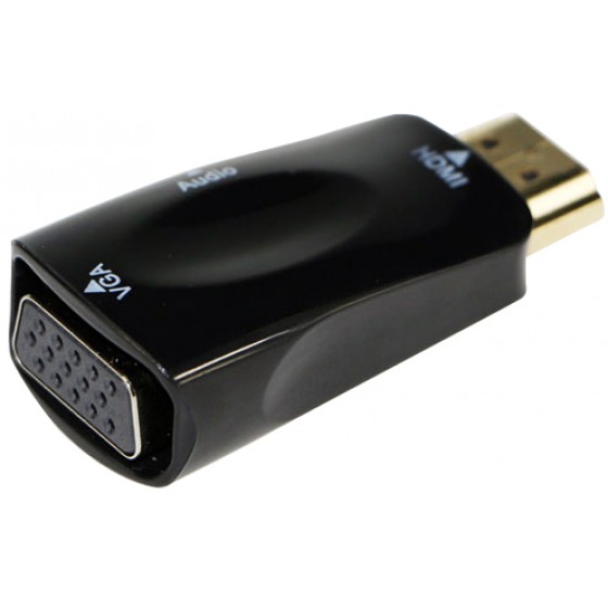 CABLEXPERT HDMI TO VGA AND AUDIO ADAPTER, SINGLE PORT,BLACK - (8716309085915)