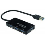 GEMBIRD USB 3.0 4-PORT HUB BUILD IN USB CORD BLACK - (8716309085533)