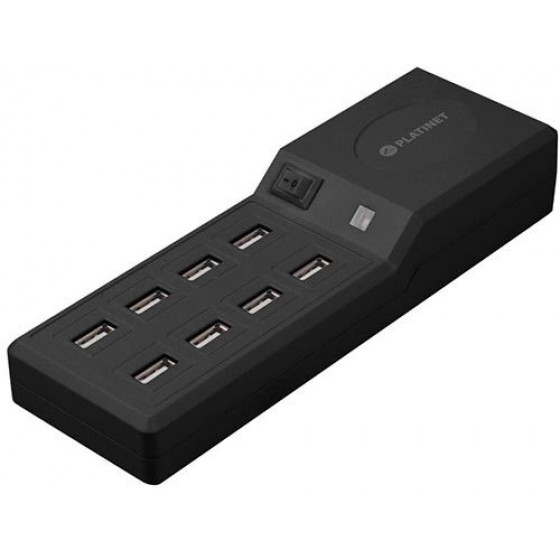 PLATINET FAMILY CHARGER 8-PORT USB 10A BLACK - (5907595428323)