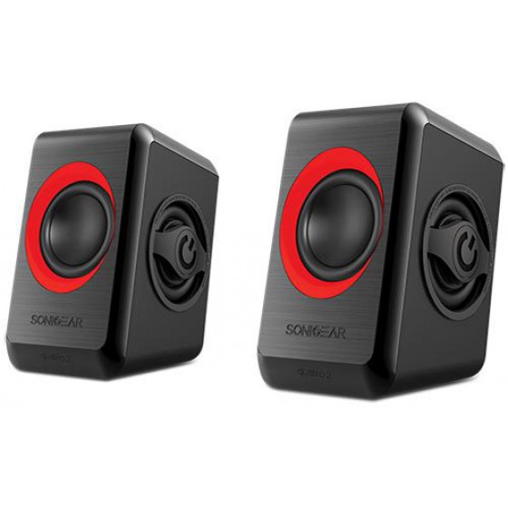 SONIC GEARS USB POWERED QUAD BASS SPEAKERS 2,0 BLACK FESTIVE RED QUATRO2BFR - (8886411908041)