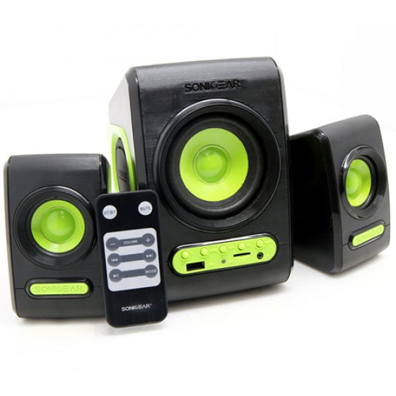 SONIC GEARS USB POWERED XTREME BASS SPEAKERS 2,1 BLACK LIME GREEN QUATROVBLG - (8886411908218)