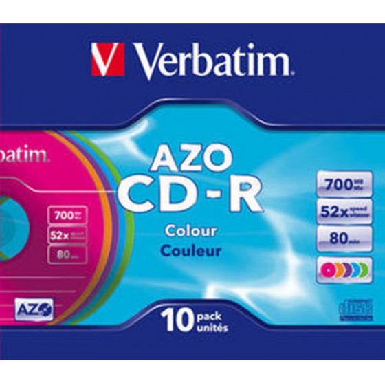 VERBATIM CD-R 10PK SLIM SUPER AZO 700MB 52X - (023942433088)