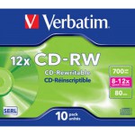 VERBATIM CD-RW 10PACK 700MB 12X HISPEED - (023942431480)