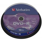 VERBATIM DVD+R 10 TUB 16X 4.7GB - (023942434986)
