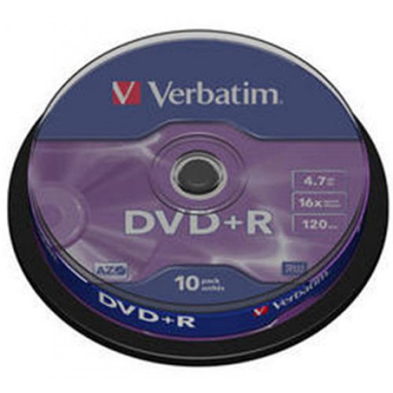 VERBATIM DVD+R 10 TUB 16X 4.7GB - (023942434986)