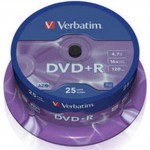 VERBATIM DVD+R 25 TUB 16X 4.7GB - (023942435006)
