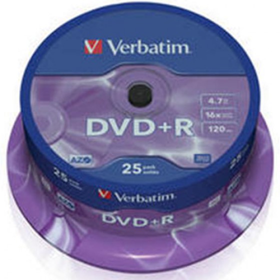 VERBATIM DVD+R 25 TUB 16X 4.7GB - (023942435006)