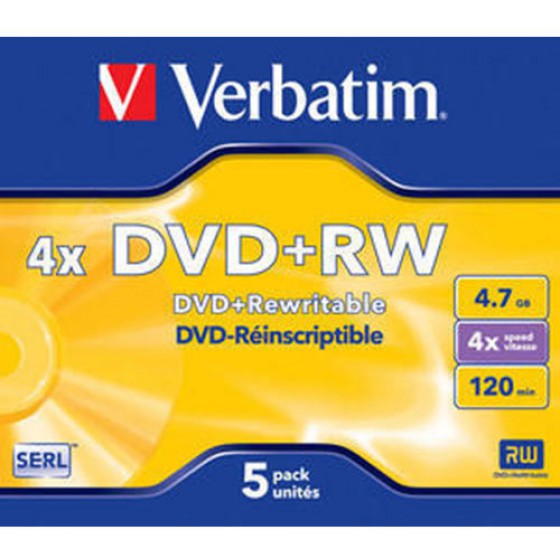 VERBATIM DVD+RW 5PACK JEWEL CASE 4,7GB 4X - (023942432296)
