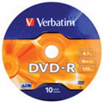 VERBATIM DVD-R 10 TUB 16X 4.7GB BULK - (023942437291)
