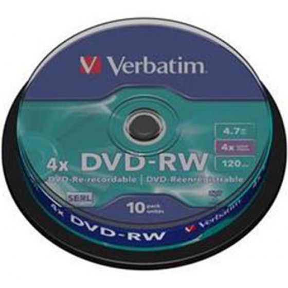 VERBATIM DVD-RW 4X 4,7GB 10 PACK SPIND - (023942435525)