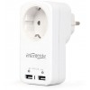 ENERGENIE PROTECTOR 2-PORT USB CHARGER WITH PASS-THROUGH AC SOCKET 2.1A WHITE - (EG-ACU2-01-W)