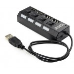 GEMBIRD USB 2.0 POWERED 4-PORT HUB WITH SWITCHES BLACK - (8716309085571)