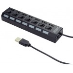 GEMBIRD USB2.0 POWERED 7-PORT HUB WITH SWITCHES BLACK - (8716309085588)