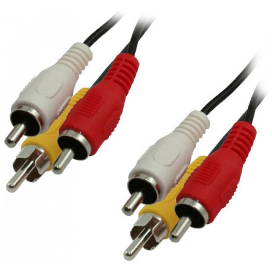 ������� MEDIARANGE AUDIO/VIDEO 3X RCA PLUG (PHONO)/3X RCA PLUG (PHONO) 3.0M BLACK - (MRCS123)