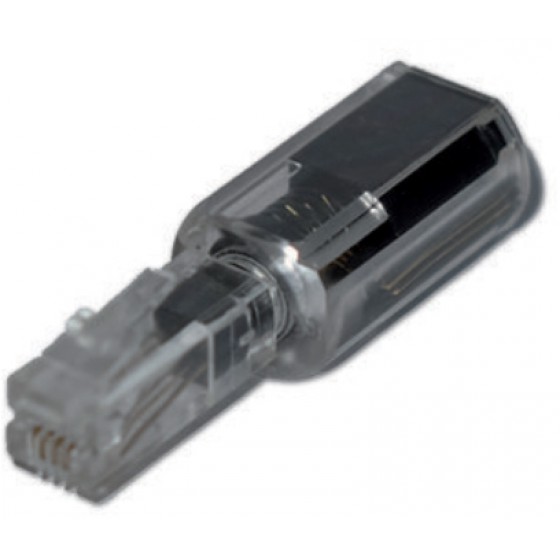 MEDIARANGE ANTI-TWIST ADAPTOR FOR TELEPHONES WITH PLUG-IN HANDSET BLACK/TRANSPARENT - (MRCS305)