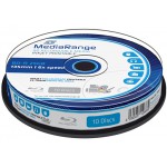 MEDIARANGE BD-R BLU-RAY 25GB 6X CAKE BOX X10 INKJET FULLSURFACE PRINTABLE (MR500)