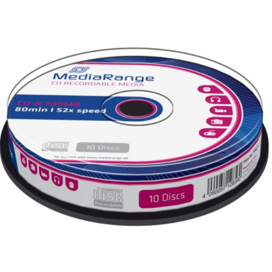 MEDIARANGE CD-R 80 700MB 52X CAKE BOX X 10 (MR214)