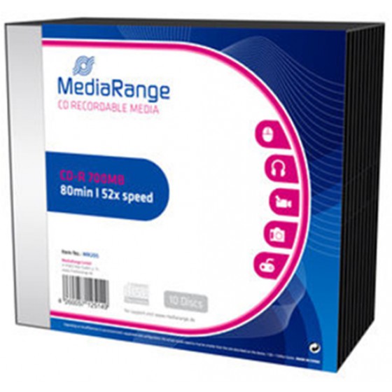 MEDIARANGE CD-R 80 700MB 52X SLIMCASE PACK X 10 (MR205)