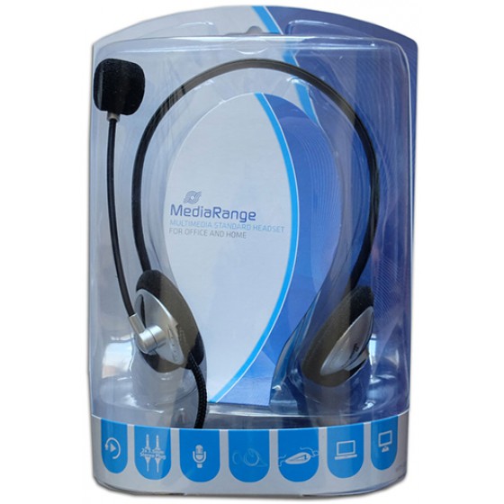 MEDIARANGE PC NECK HEADSET (BLACK/SILVER, WIRED) - (MROS302)