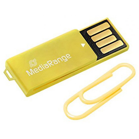 MEDIARANGE USB 2.0 NANO FLASH DRIVE PAPER-CLIP STICK 16GB (YELLOW) - (MR976)