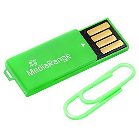 MEDIARANGE USB 2.0 NANO FLASH DRIVE PAPER-CLIP STICK 32GB (GREEN) - (MR977)