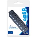 MEDIARANGE USB HUB 7-PORT USB 2.0 (BLACK) - (MRCS504)