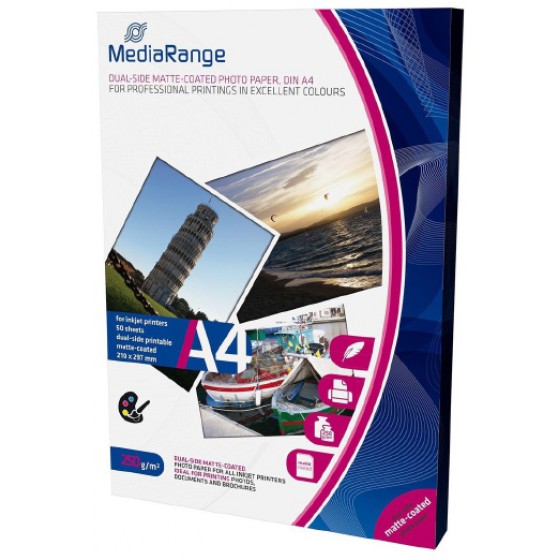 ����������� ����� MEDIARANGE ��� INKJET ��������� A4 DUAL-SIDE MATTE 250G/M� 50 ����� - (MRINK112)