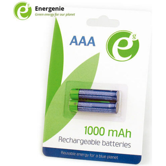 ENERGENIE NI-MH RECHARGEABLE AAA BATTERIES 1000MAH 2PCS BLISTER