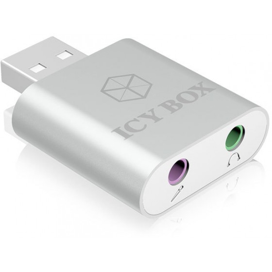 ICY BOX IB-AC527 USB 2.0 TO AUDIO/MIC JACK ADAPTER, BLACK / 70573 - (4250078163206)
