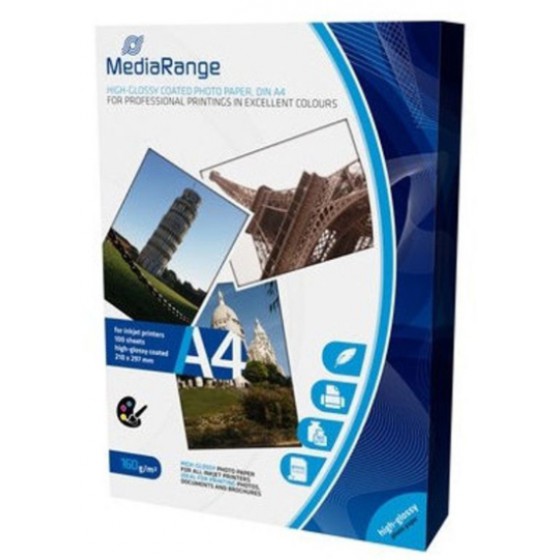 ����������� ����� MEDIARANGE ��� INKJET ��������� �4 HIGH-GLOSSY 160G/M� 100 ����� - (MRINK105)