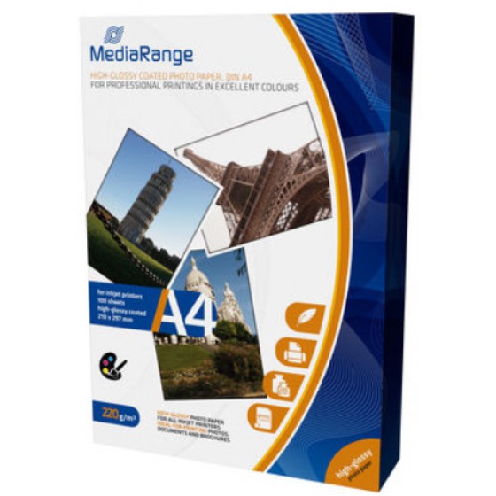 ����������� ����� MEDIARANGE ��� INKJET ��������� A4 HIGH-GLOSSY 220G/M� 100 ����� - (MRINK103)
