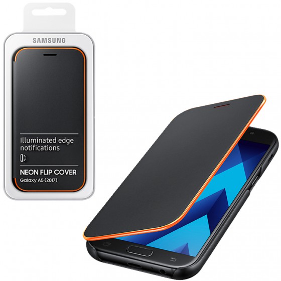 ���� SAMSUNG GALAXY A5 2017 A520 NEON FLIP COVER BLACK OR