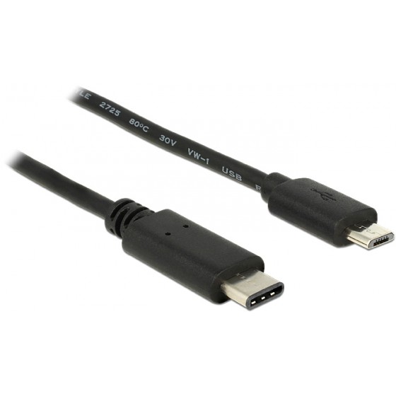 POWERTECH ������� USB TYPE C �� USB MICRO, 1M, BLACK - (CAB-UC011)
