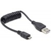 CABLEXPERT COILED MICRO USB CABLE 0.6M BLACK - (CC-MUSB2C-AMBM-0.6M)