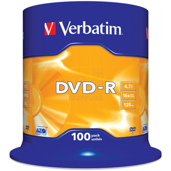 VERBATIM DVD-R 120 4.7GB 16X CAKE BOX X100 (43549)