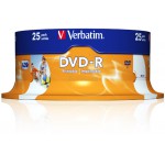 VERBATIM DVD-R 120 4.7GB 16X CAKE BOX X25 (PRINTABLE) (43538)