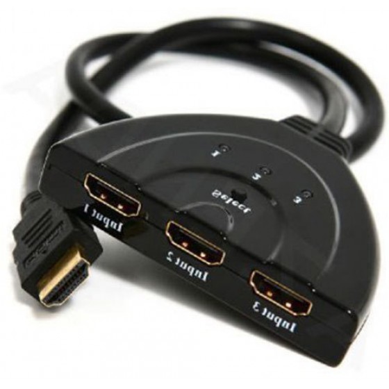CABLEXPERT HDMI INTERFACE SWITCH 3 PORTS BUILD IN CABLE - (DSW-HDMI-35)