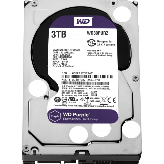WESTERN DIGITAL 3TB SATA PURPLE WD30PURZ
