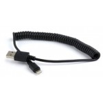CABLEXPERT USB LIGHTNING SYNC AND CHARGING SPIRAL CABLE FOR IPHONE 1.5M BLACK - (CC-LMAM-1.5M)